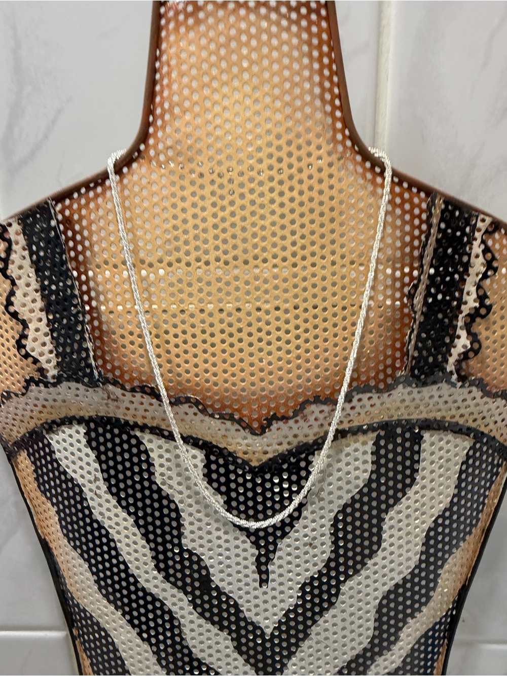 Delicate Silver Rope Chain Necklace - White